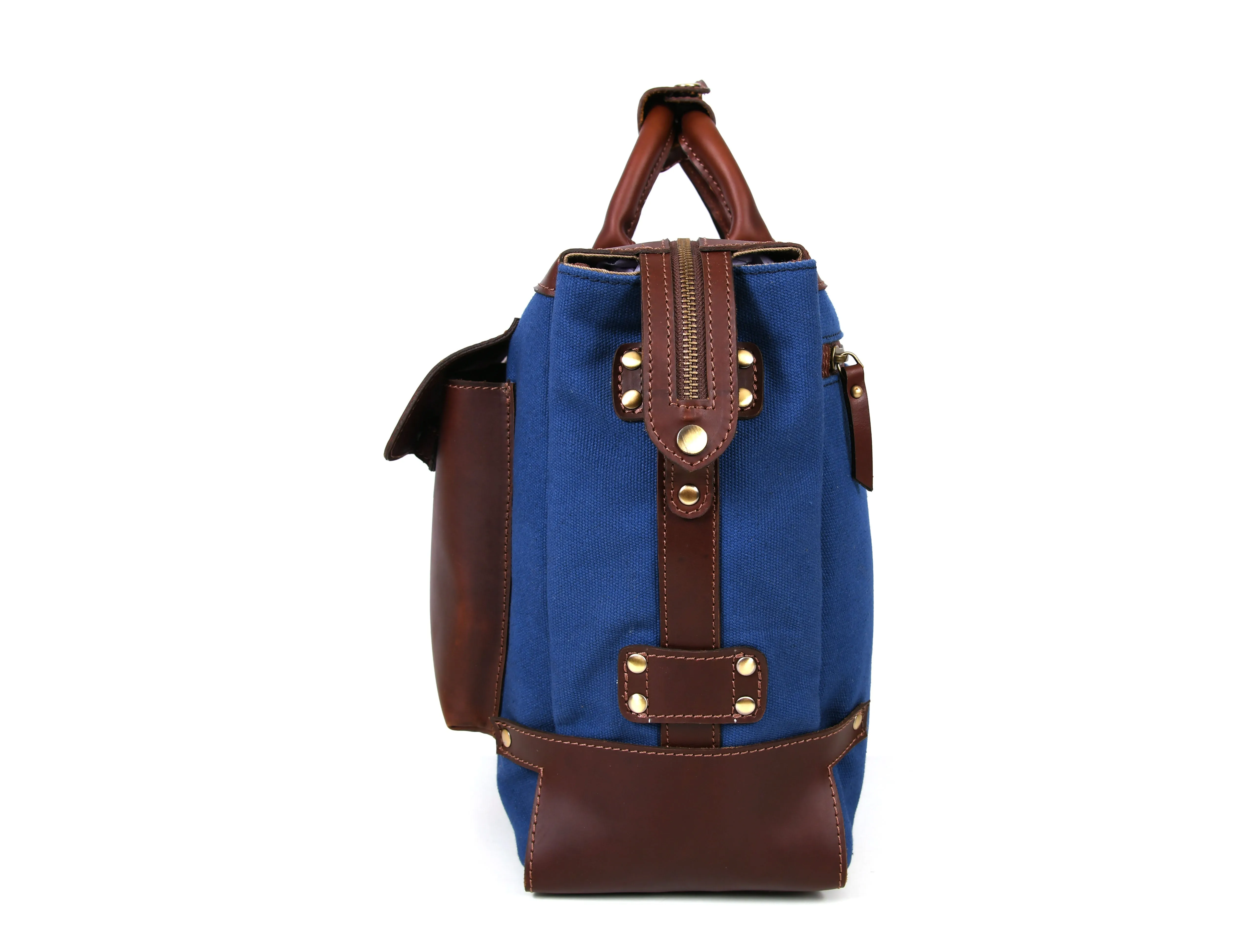 Salinas Leather Canvas Travel Bag -  Persian Blue