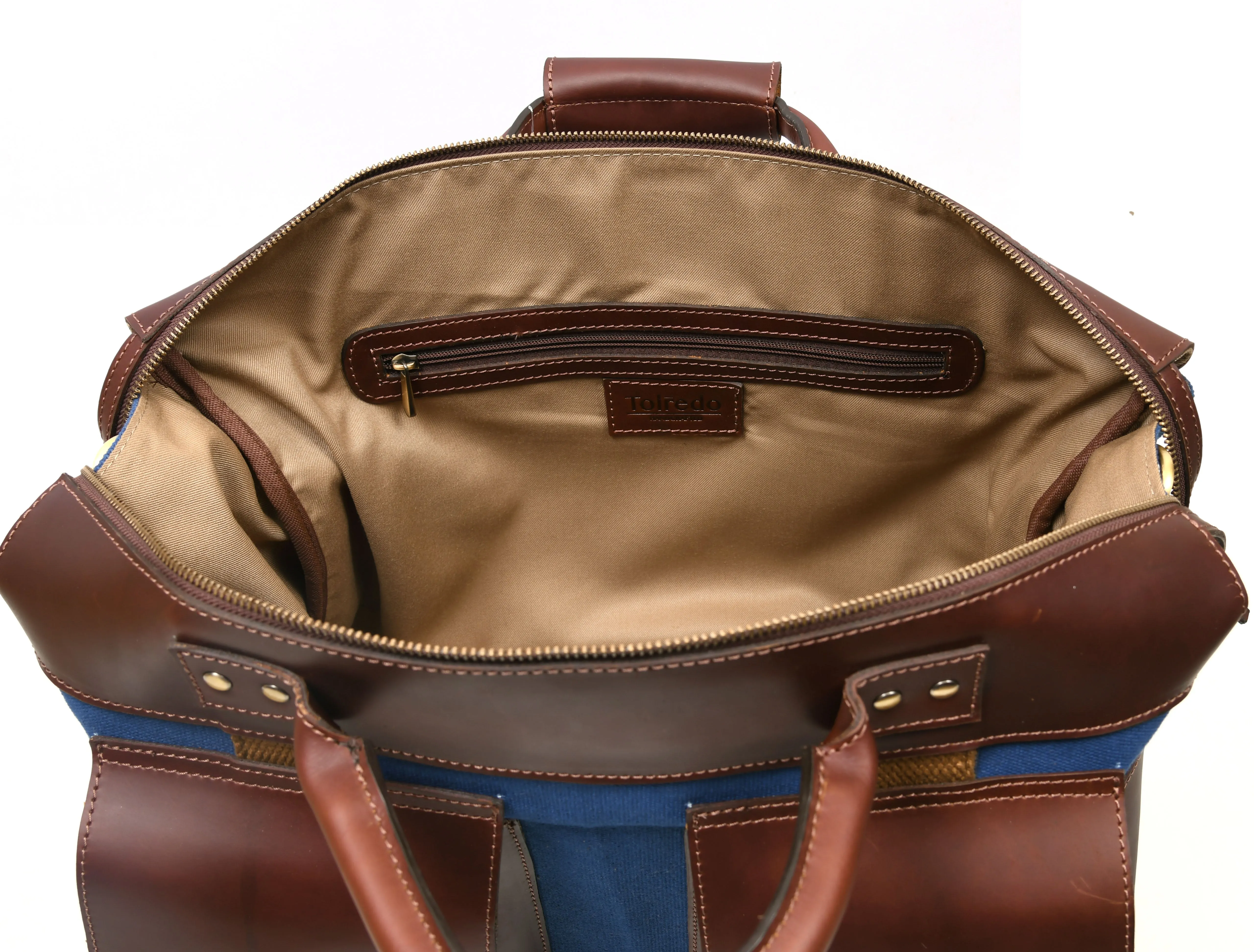 Salinas Leather Canvas Travel Bag -  Persian Blue