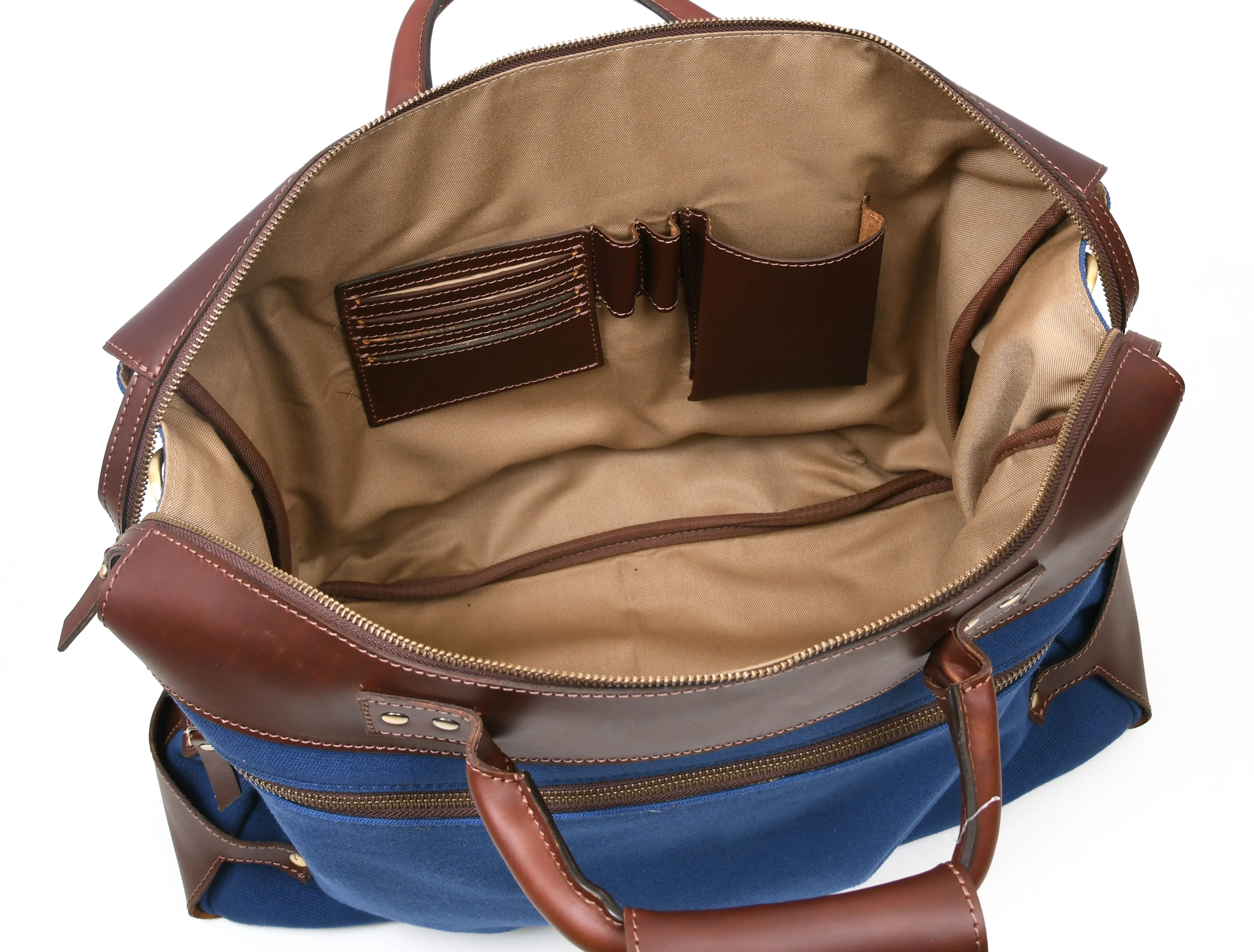 Salinas Leather Canvas Travel Bag -  Persian Blue