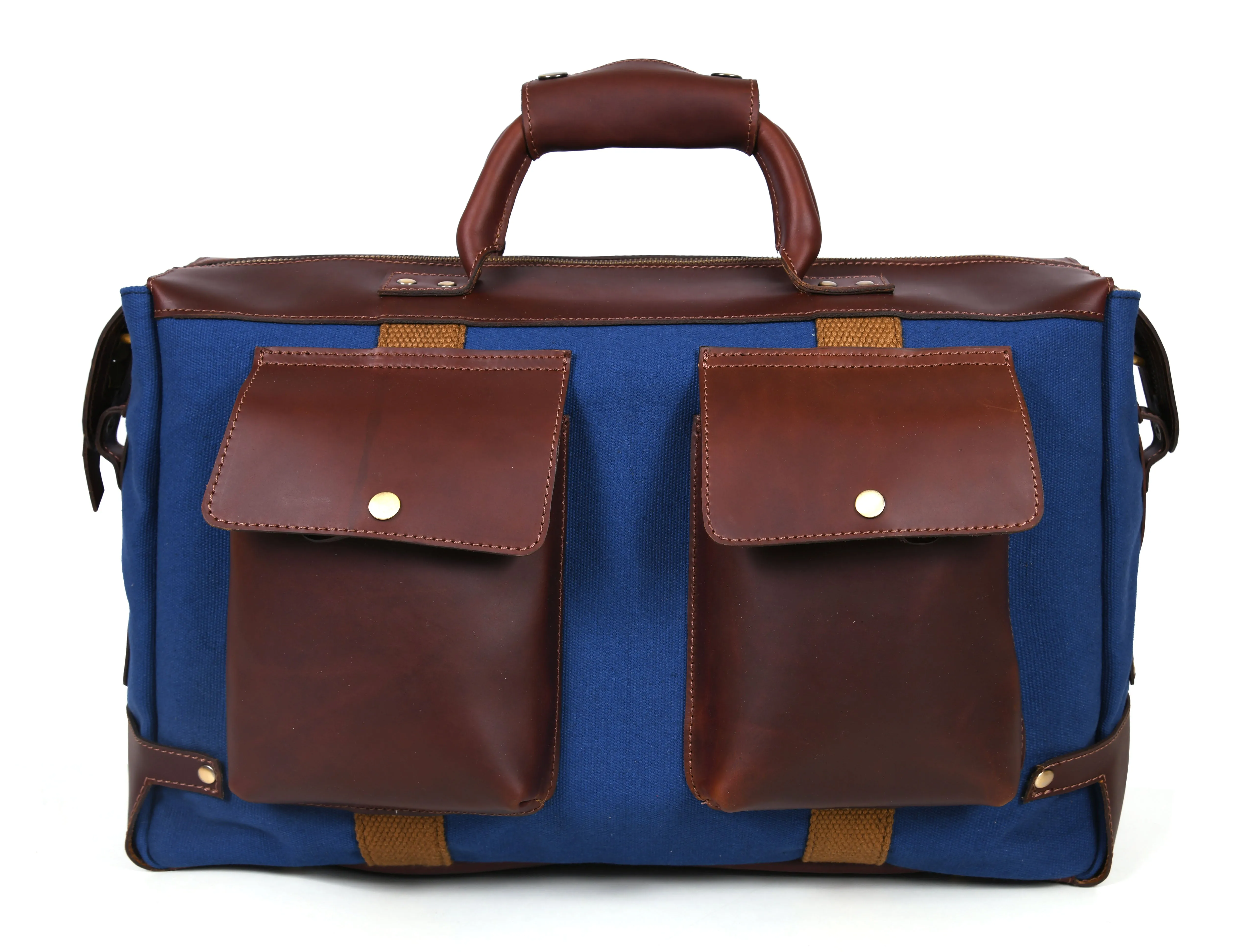 Salinas Leather Canvas Travel Bag -  Persian Blue