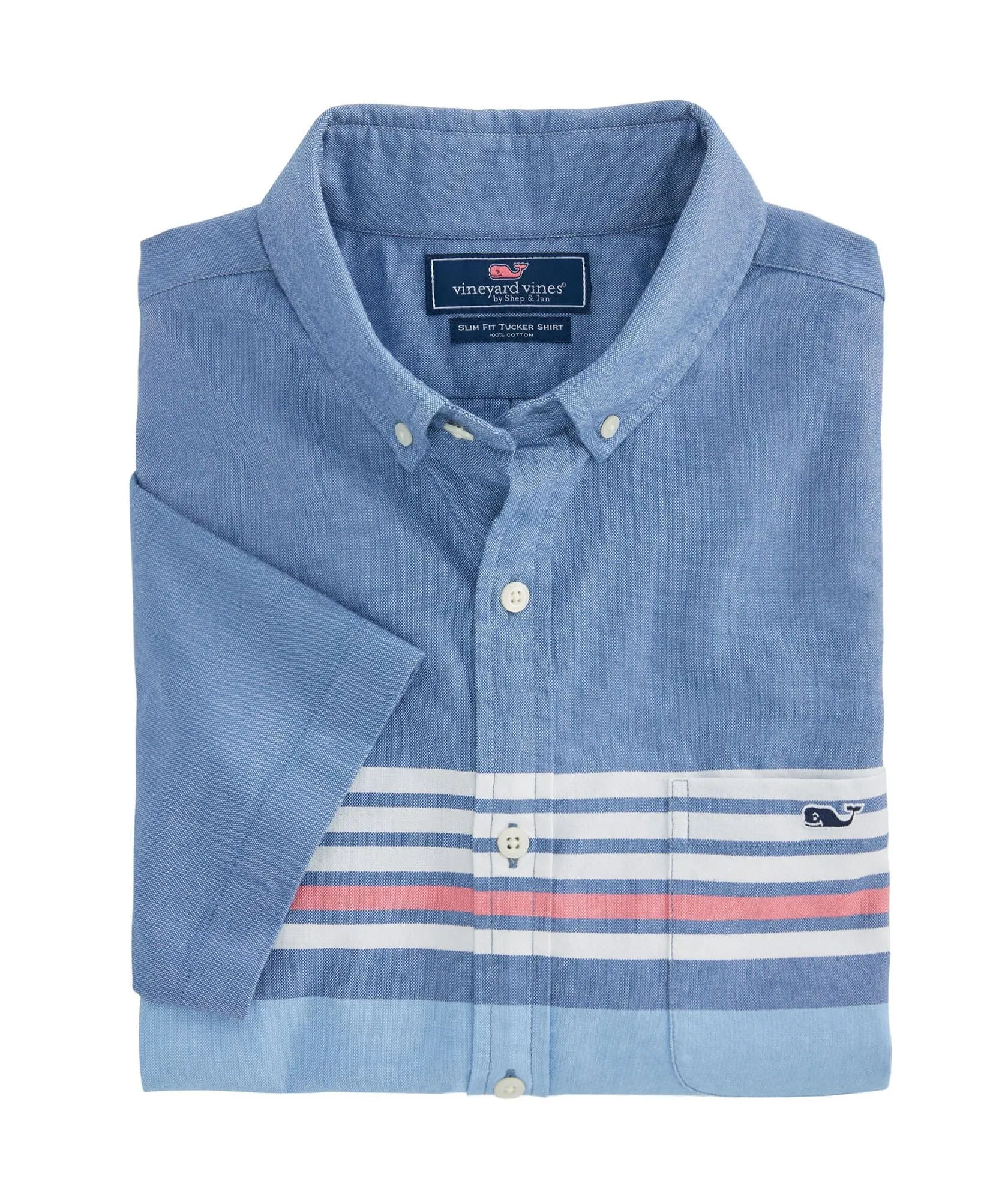 Sandy Stripe Slim Tucker Short Sleeve Button Down Shirt