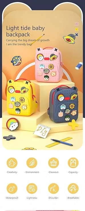 SCHOOL BAGS FOR GIRLS WATERPROOF MATERIAL FOR FUN LOVING KIDS SCHOOL BAG, ECO-FRIENDLY SCHOOL BAGS FOR BOYS AND GIRLS WITH A TIC TAC MOVEABLE TRINKETS BACKPACK