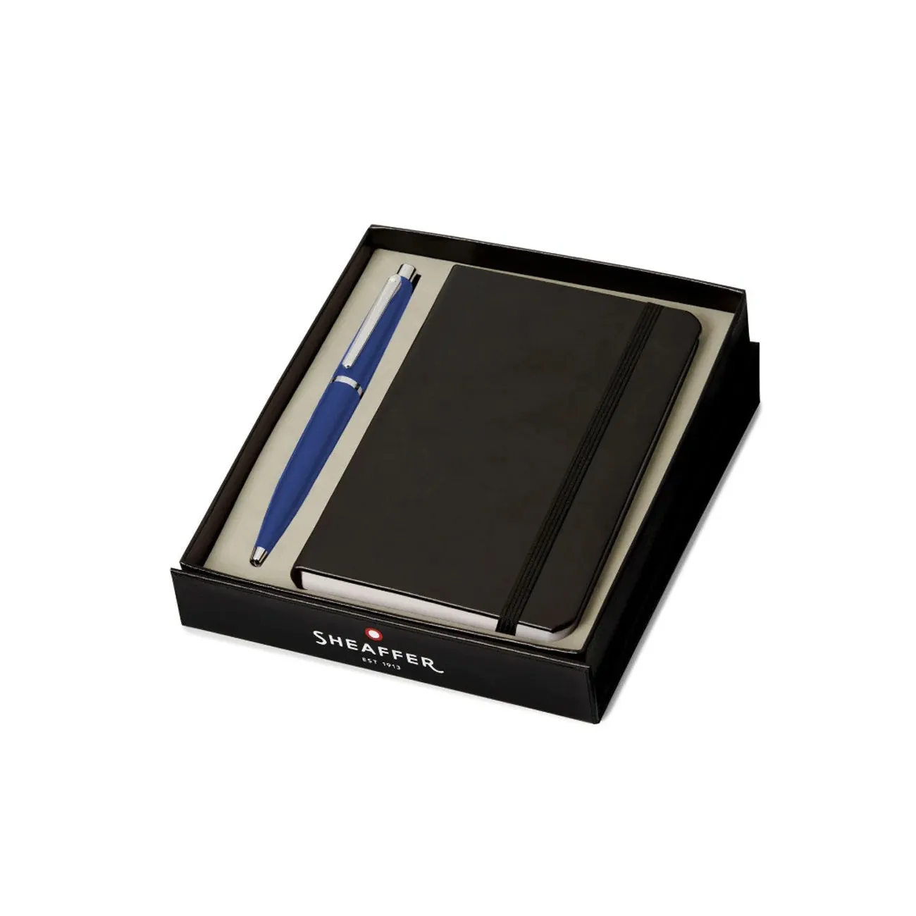 Sheaffer Gift Set ft. Neon Blue VFM Ballpoint Pen with Chrome Trims and Small Notebook