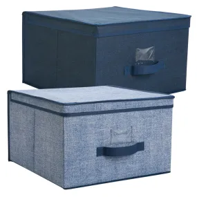 Simplify Jumbo Storage Box Organizer, Denim Print, Colors May Vary, 16x16x10 Inches