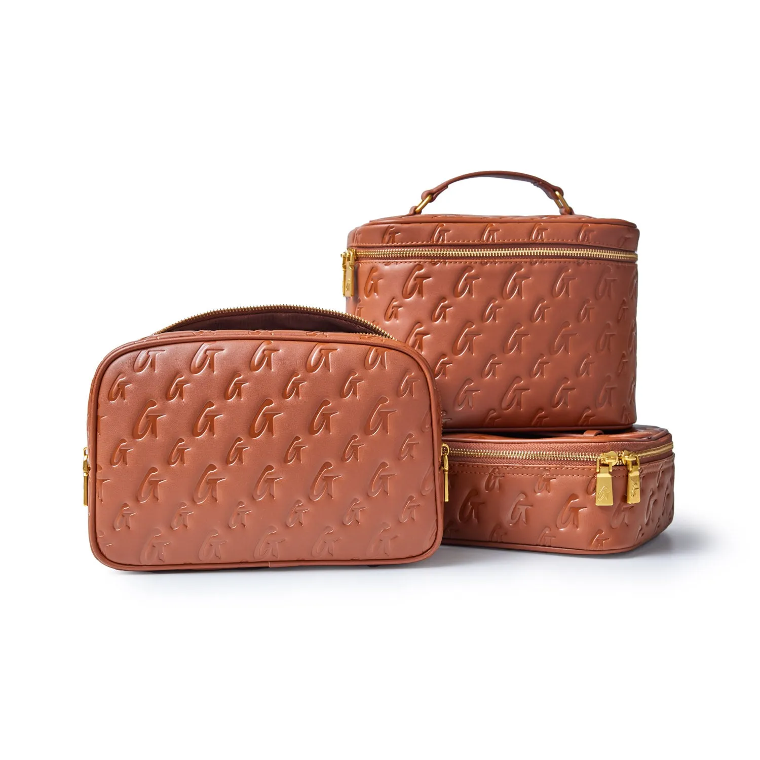 SMALL MONOGRAM TOILETRY BAG - BROWN