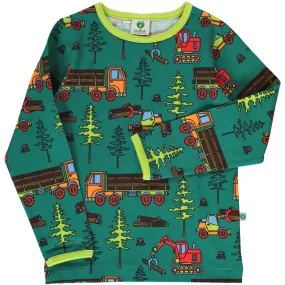 Småfolk Petroleum Green Long Sleeve Blouse With Machines