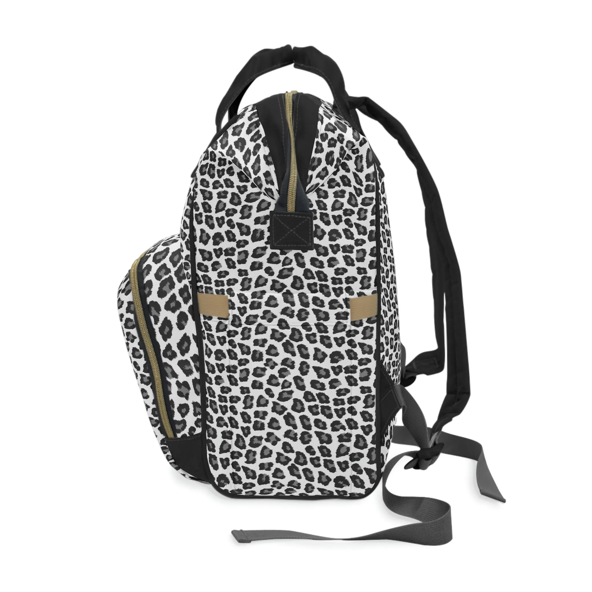 Snow Leopard Diaper Bag Backpack, Animal Print Baby Girl Waterproof Insulated Pockets Stylish Mom Designer Men Women