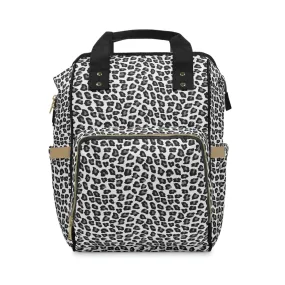 Snow Leopard Diaper Bag Backpack, Animal Print Baby Girl Waterproof Insulated Pockets Stylish Mom Designer Men Women