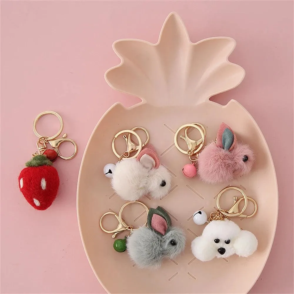 SP010 Unique Keychains - Plush Doll Strawberry, Rabbit, Teddy Pattern