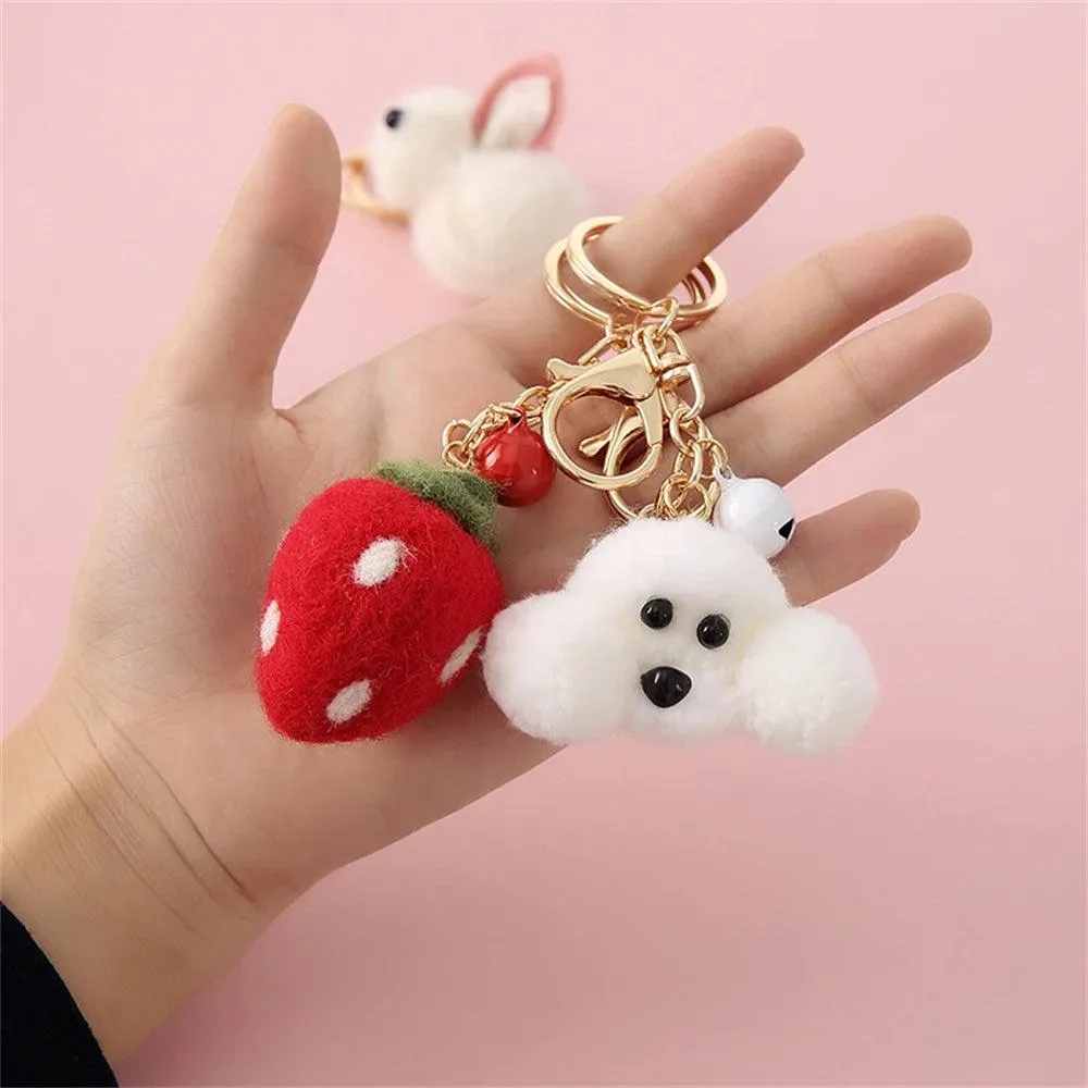 SP010 Unique Keychains - Plush Doll Strawberry, Rabbit, Teddy Pattern