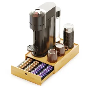 SpaceAid Bamboo Coffee Pod Organizer for Nespresso Vertuo Capsule, Compatible with 40 Big or 56 Small Vertuoline Pods (Natural)