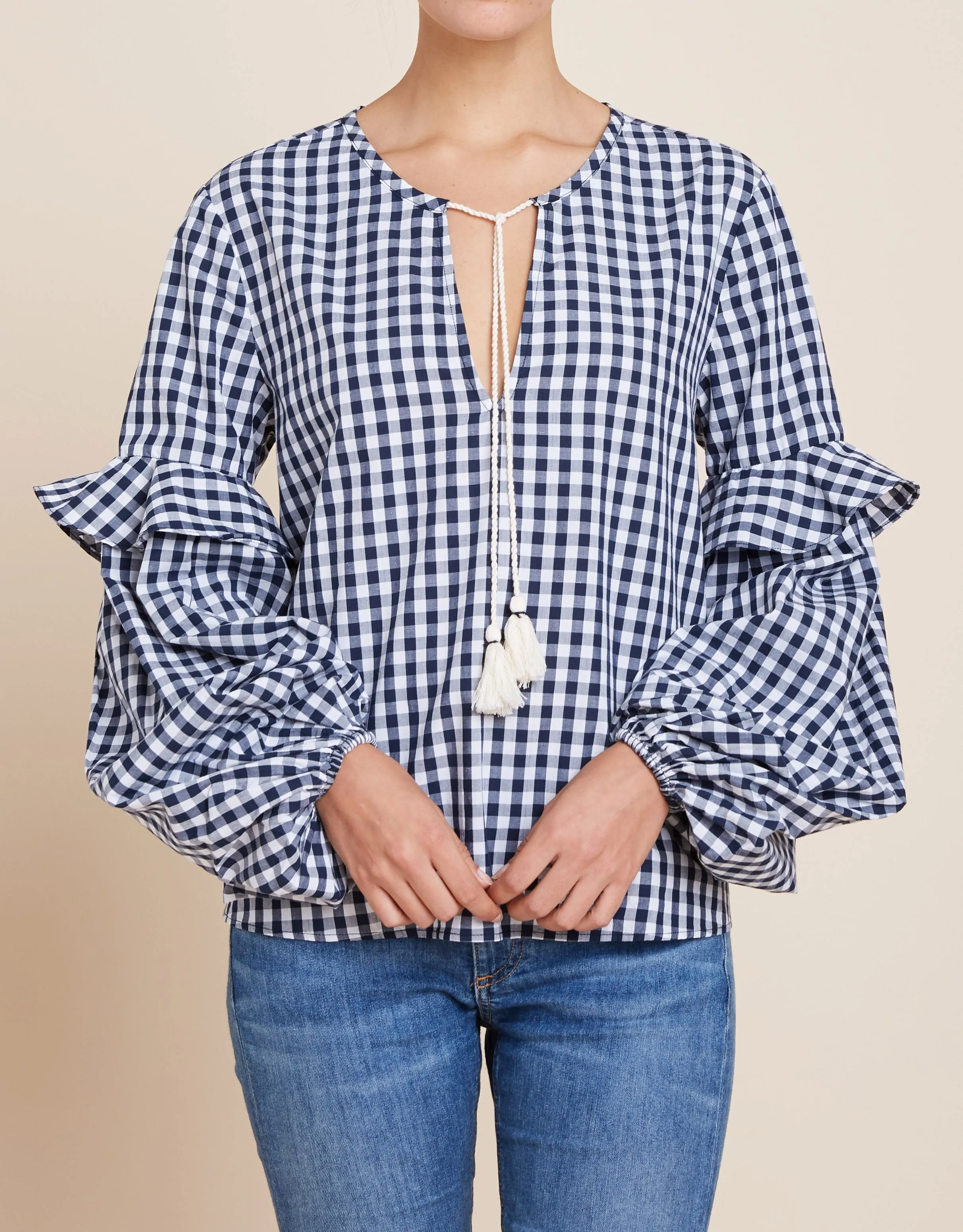 Splendid - Blouson Sleeve Blouse in Black/White