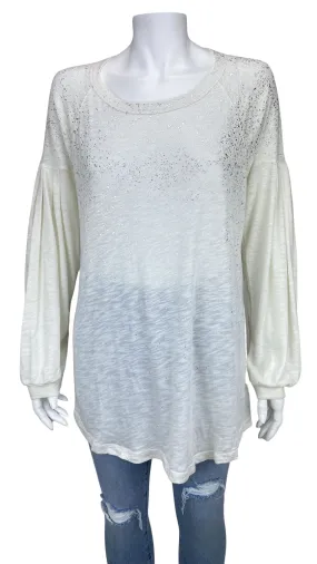 Splendid, Women's Balloon Sleeve Sparkle Tunic, Ivory, Size M