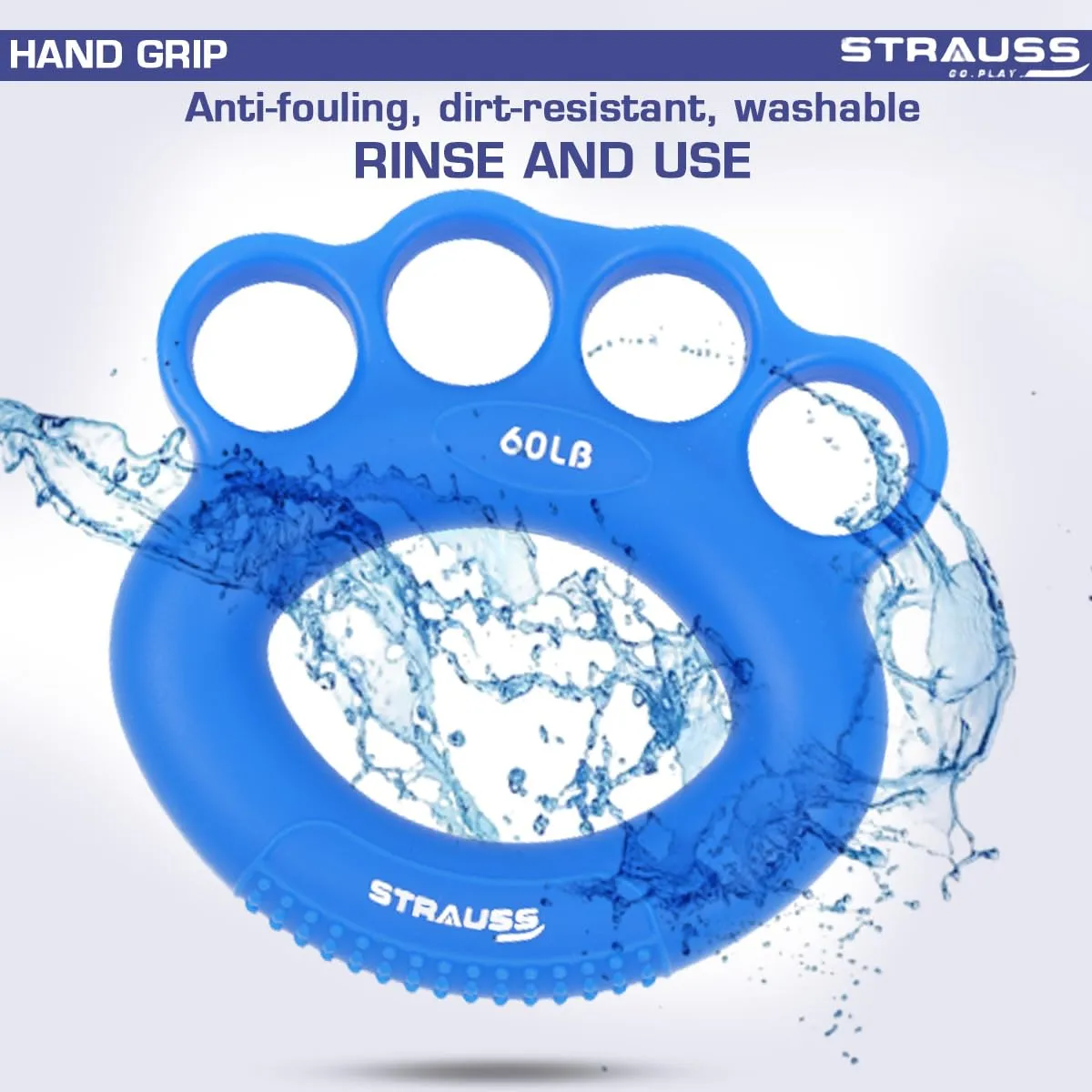 Strauss Adjustable Finger and Hand Exerciser | Finger&Palm Gripper | Hand Strengthener for Carpal Tunnel Relief and Grip Strength for Men & Women, (Navy Blue)