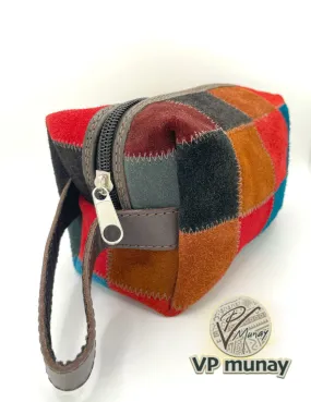 Suede Checkered Toiletry Bag, Bolivia