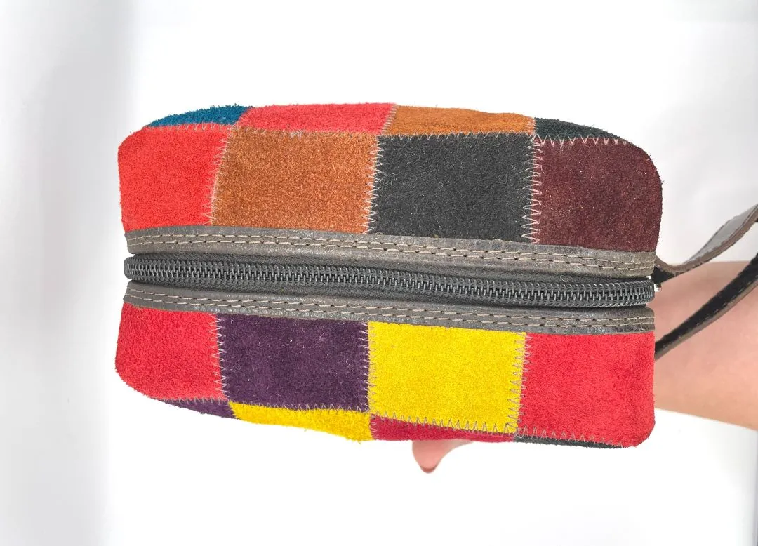 Suede Checkered Toiletry Bag, Bolivia