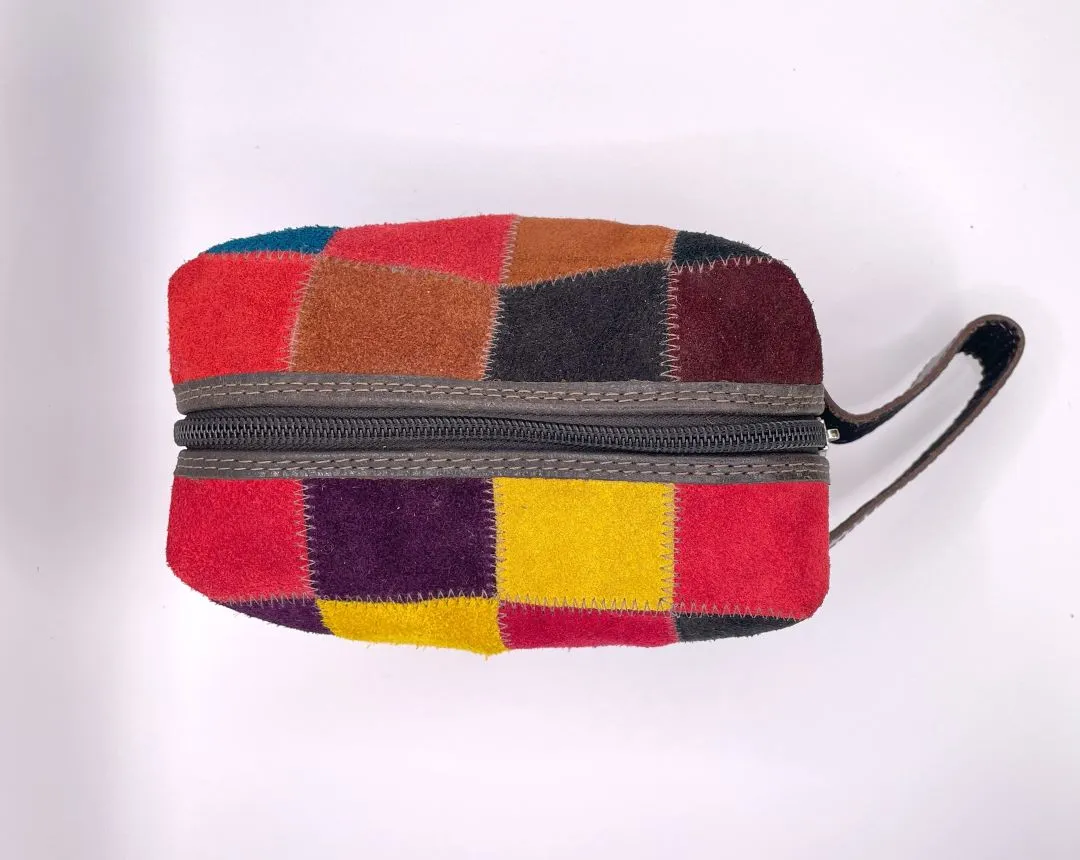 Suede Checkered Toiletry Bag, Bolivia