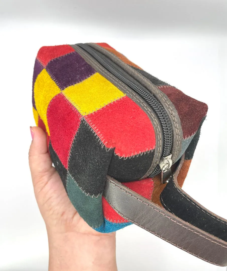 Suede Checkered Toiletry Bag, Bolivia