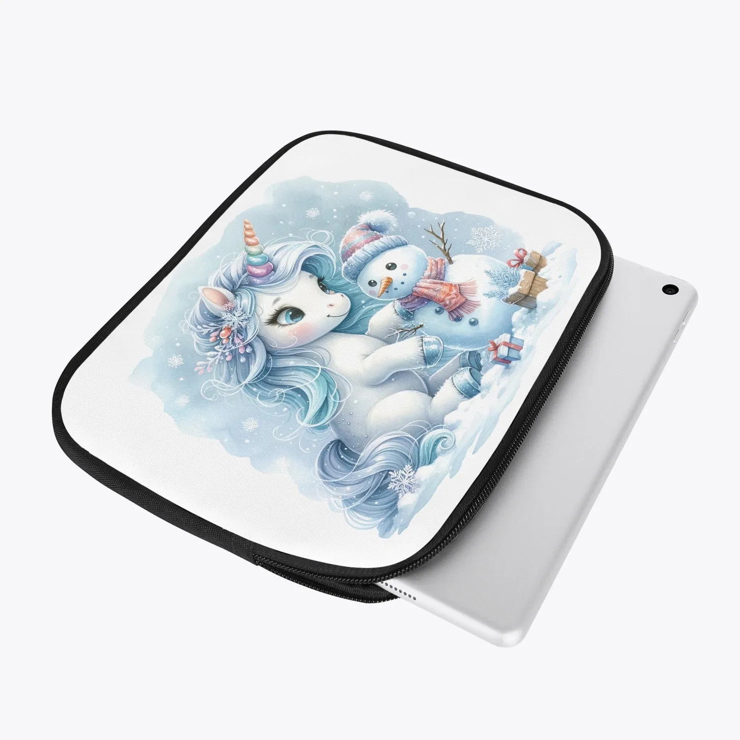 Tablet Sleeve - Christmas - Unicorn with Snowman awd-519