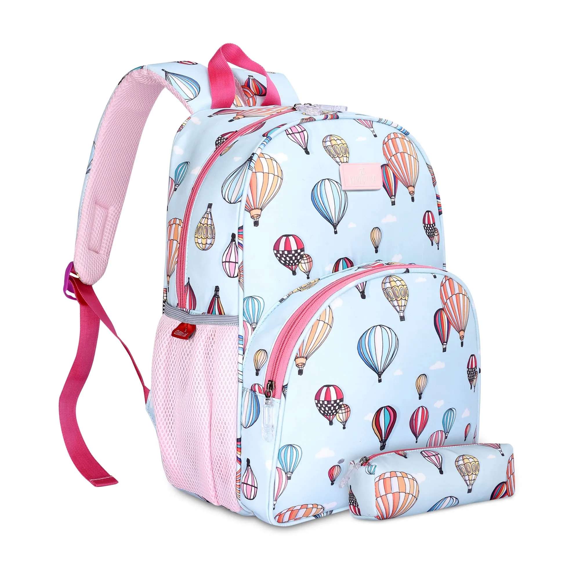 THE CLOWNFISH Cosmic Critters Series Printed Polyester 15 Litres Kids Standard School Bag With Free Pencil Staionery Pouch Daypack Picnic Bag For Tiny Tots Of Age 5-7 Yrs (Sky Blue) (Medium Size)