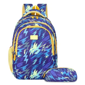 THE CLOWNFISH Scholastic Series Printed Polyester 30 L School Backpack with Pencil/Staionery Pouch School Bag Daypack Picnic Bag For School Going Boys & Girls Age 8-10 years (Lightning Blue)