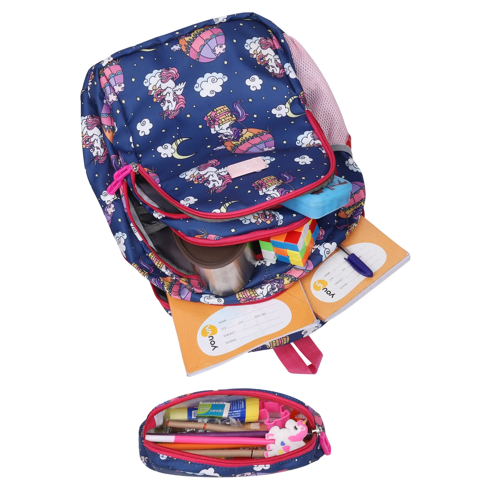 THE CLOWNFISH Scholastic Series Printed Polyester 30 L School Standard Backpack With Pencil Pouch School Bag Daypack Picnic Bag For Boys & Girls Age 8-10 Years (Royal Blue)