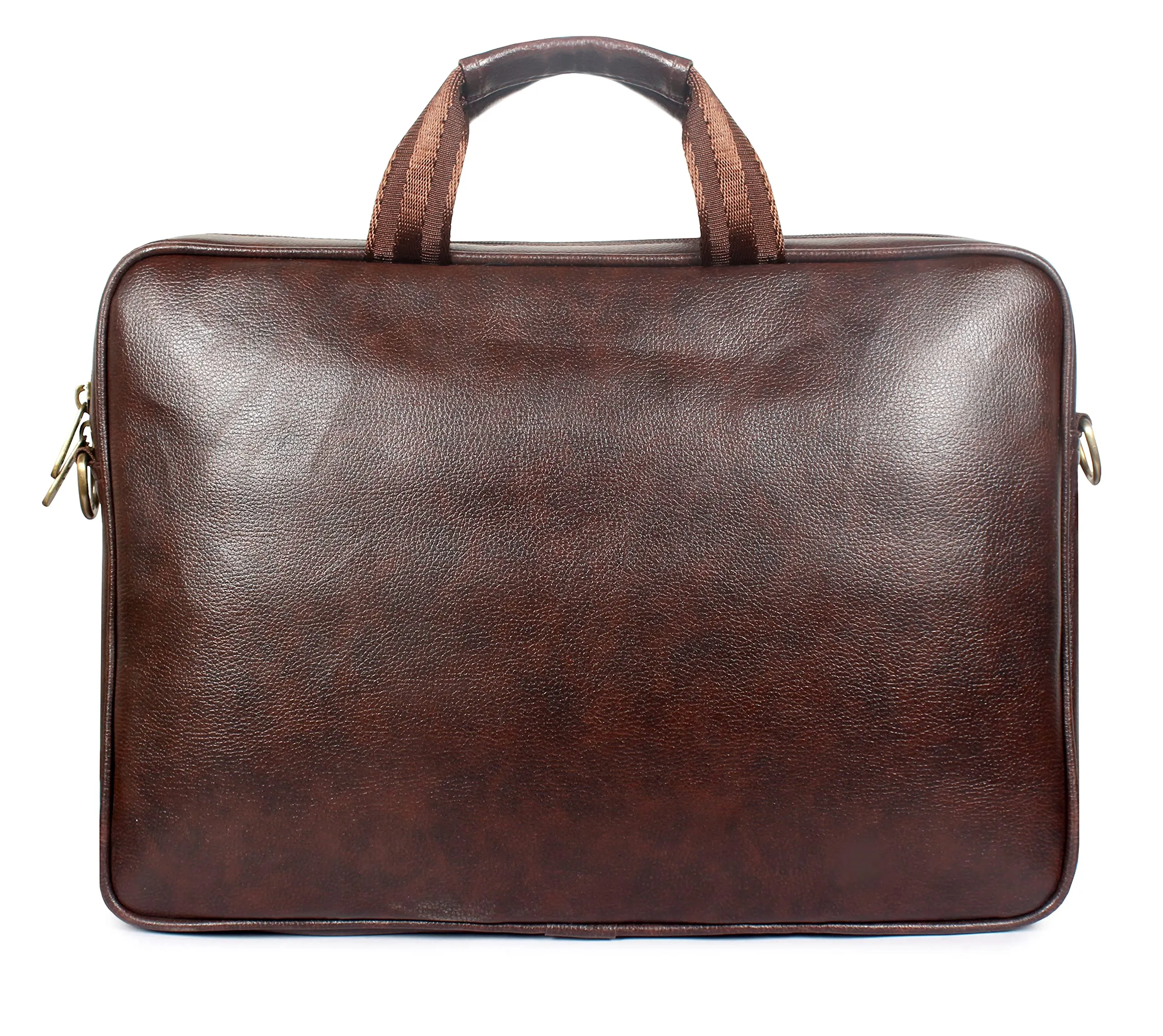 THE CLOWNFISH Zeus Faux Leather 15.6 inch Laptop Messenger Bag Briefcase (Dark Brown)