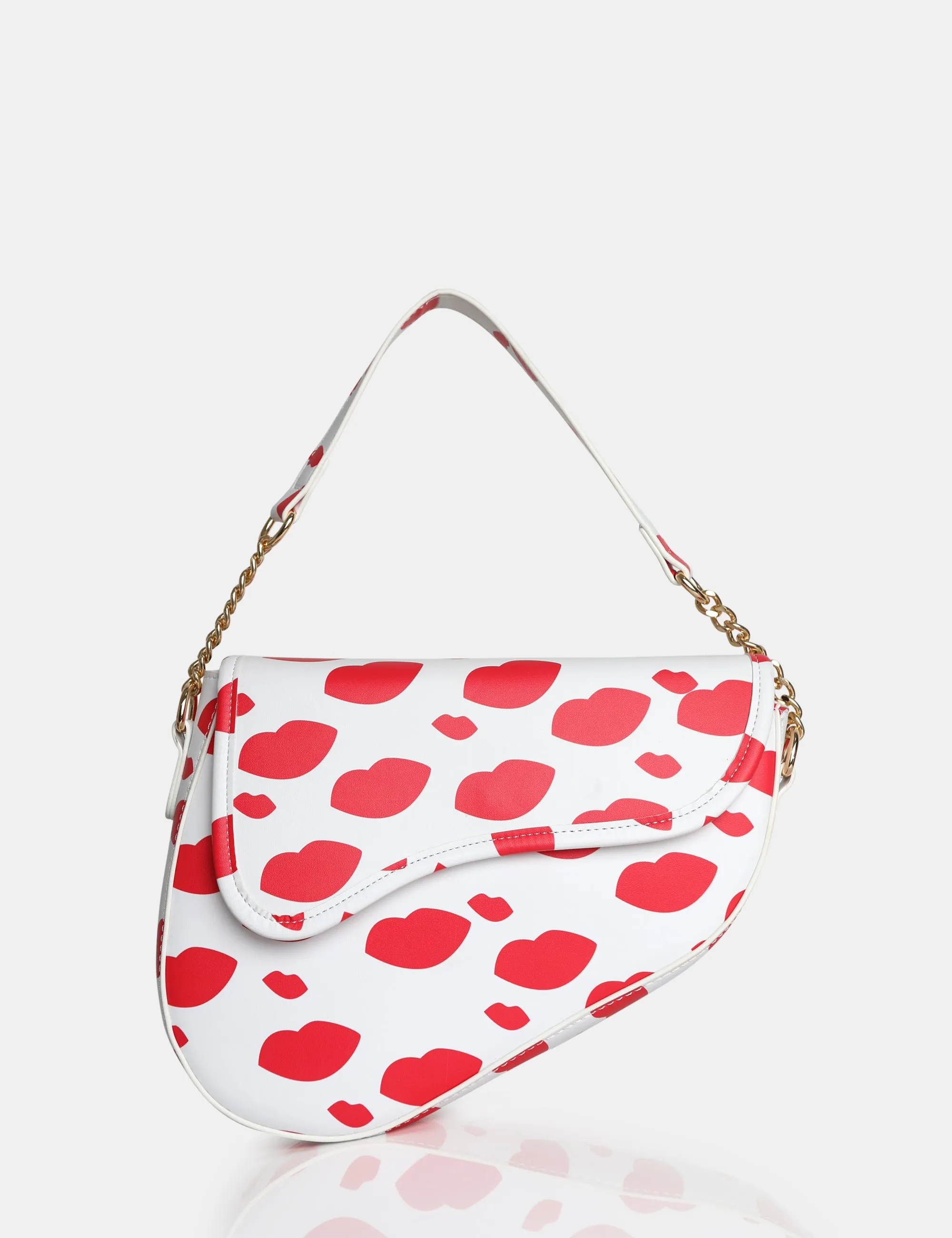 The Fox Lip Print Saddle Shoulder Bag