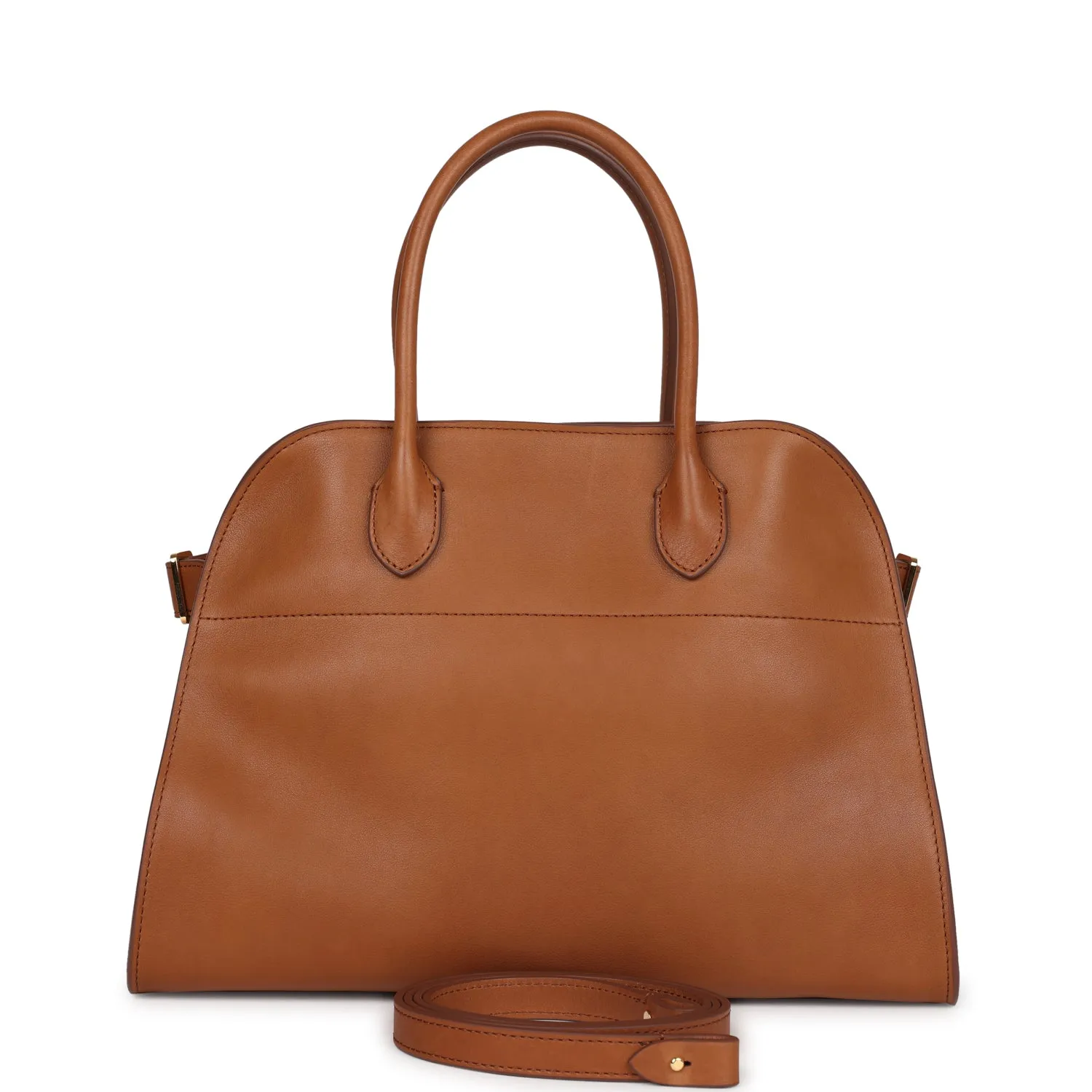 The Row Soft Margaux 12 Bag Cuir Saddle Leather Gold Hardware