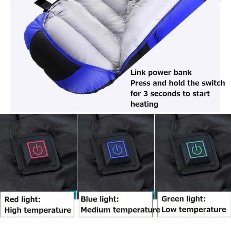 USB Electric Heating Down Cotton Sleeping Bag 3-speed Temperature Adjustment (180 30)x75cm(Orange)