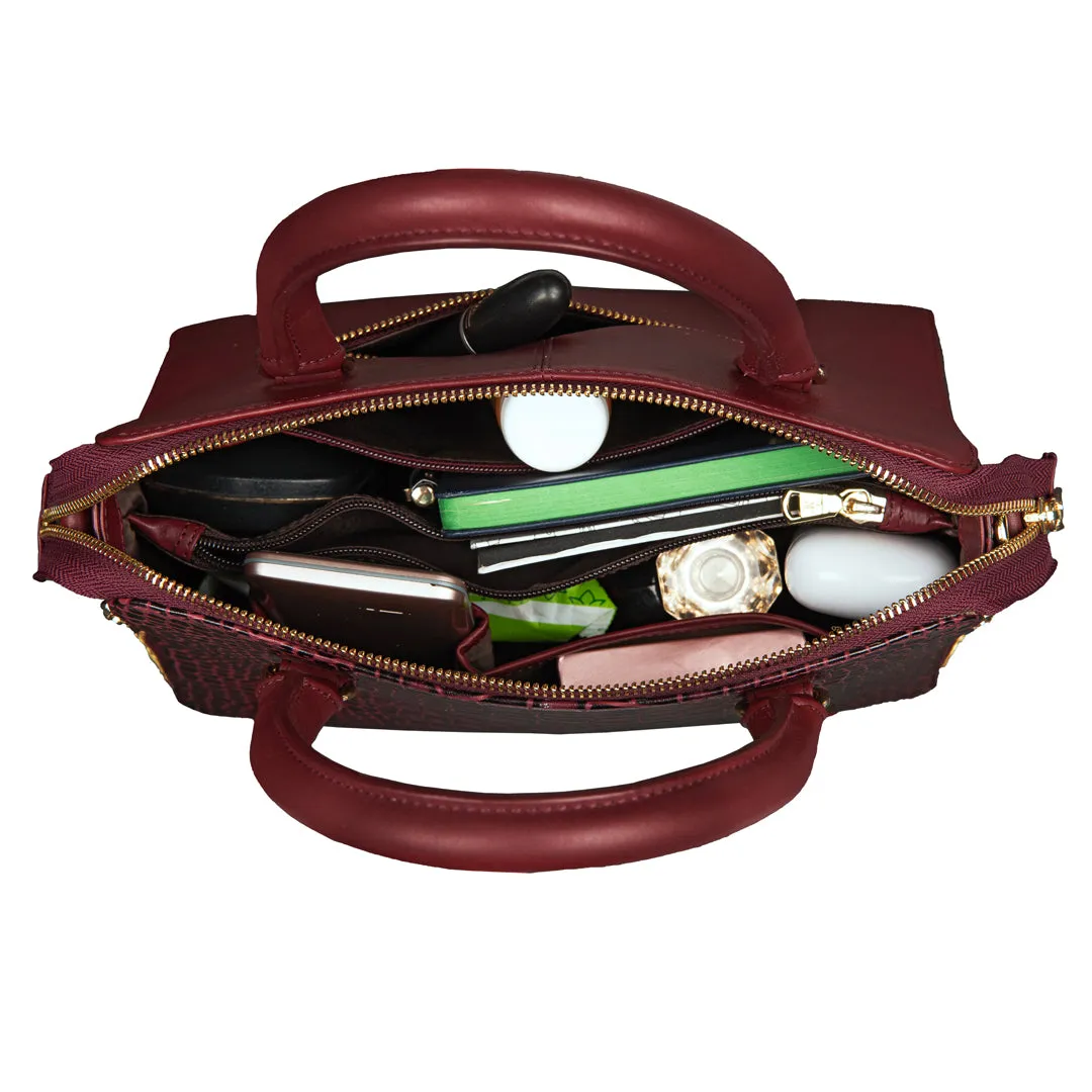 Vivian - Women's Handbag | Genuine Leather Ladies Sling Bag  | Color: Cherry, Red, Green, Tan, Navy Blue, Black, Brown