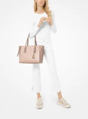 Voyager Medium Two-Tone Crossgrain Leather Tote Bag