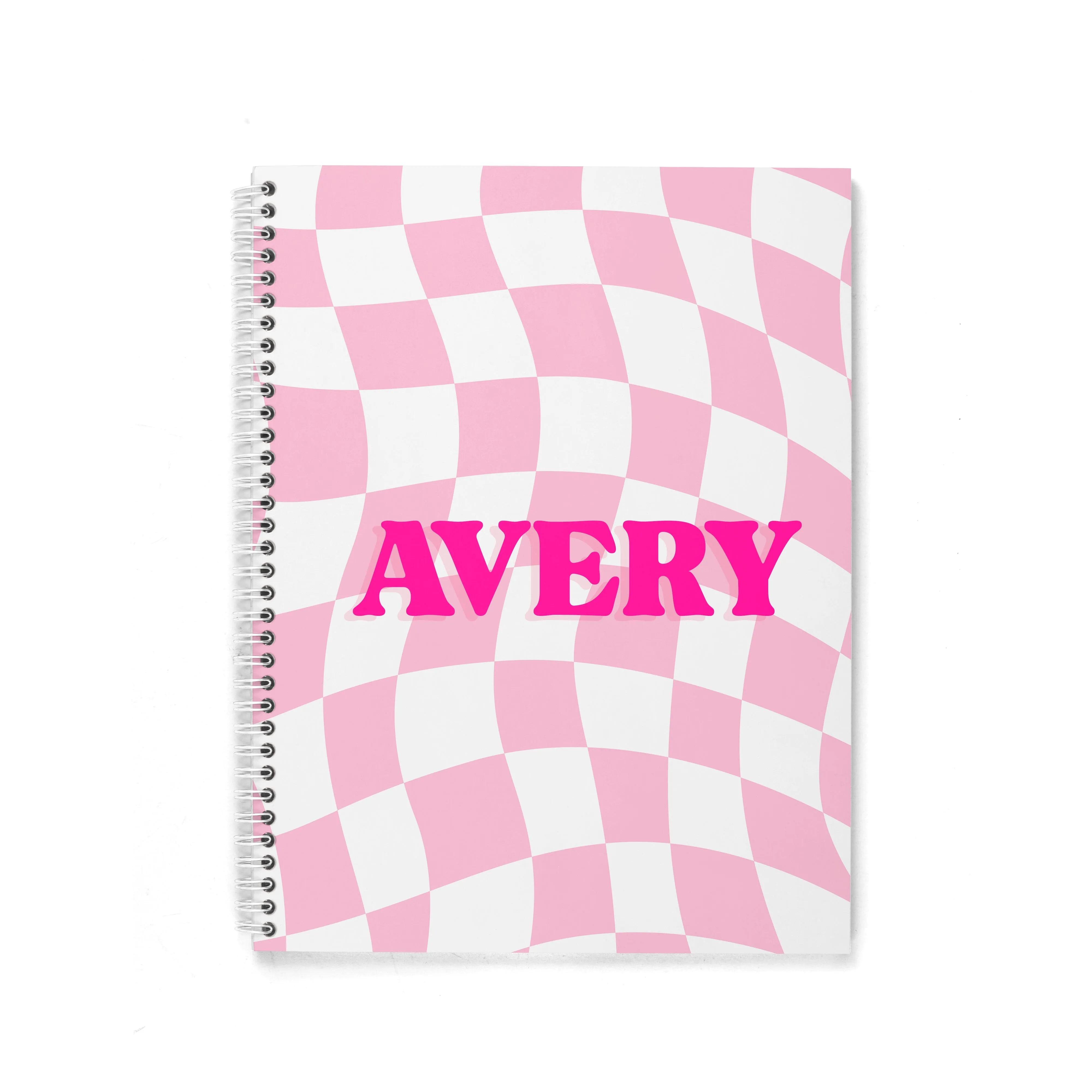 WAVY CHECKERBOARD PERSONALIZED SPIRAL NOTEBOOK