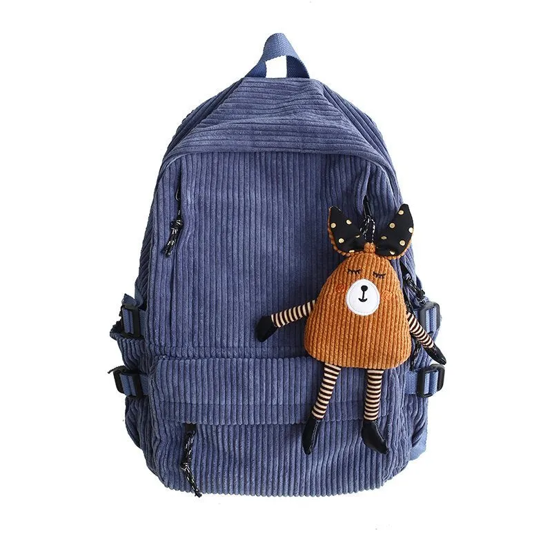 Women Corduroy Backpack Khaki SchoolBag Cute Teenage Girls Harajuku Female Bag Student Kawaii Lady Book Pack New Fashion Mochila