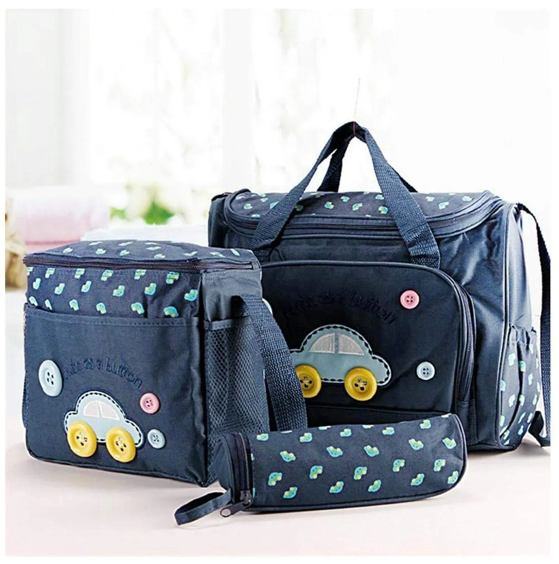 xcluma Baby Diaper Nappy Changing Baby Diaper Bag Mother Bag Mummy Bag Handbag (4 Pcs Set -Dark Blue)