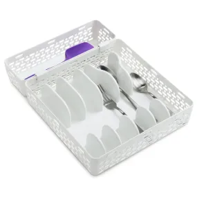 YouCopia LinkedBin Utensil and Silverware Drawer Organizer, White, 2-Piece Set